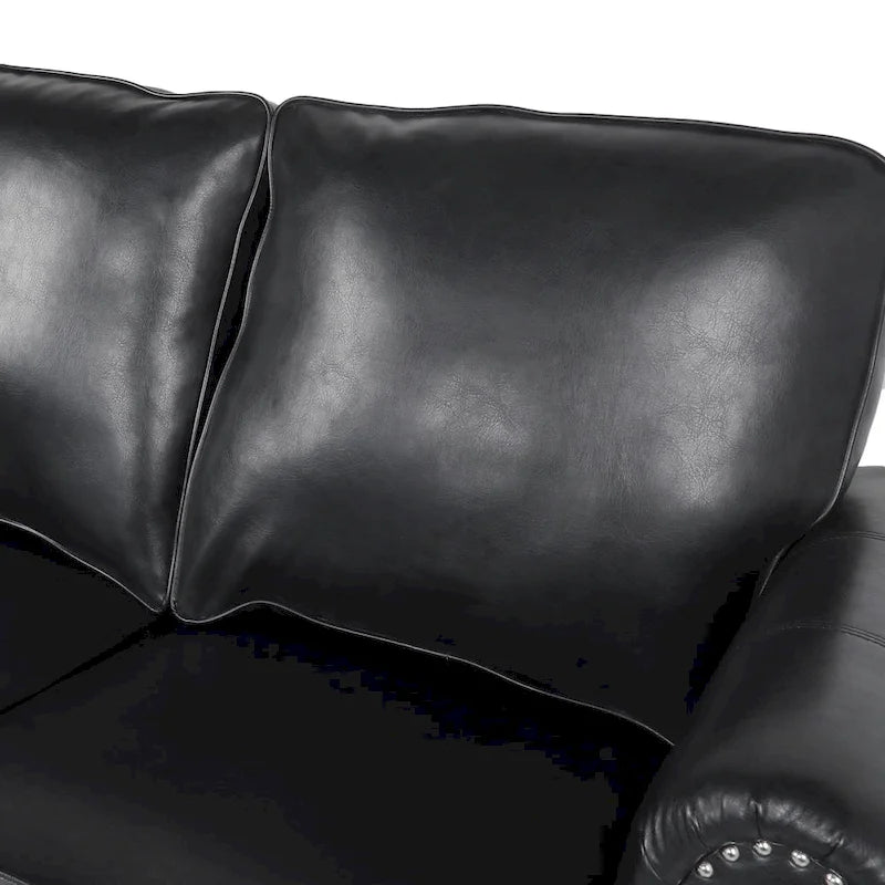 Faux Leather Loveseat with Nailhead Trim and Tapered Legs Contemporary Style