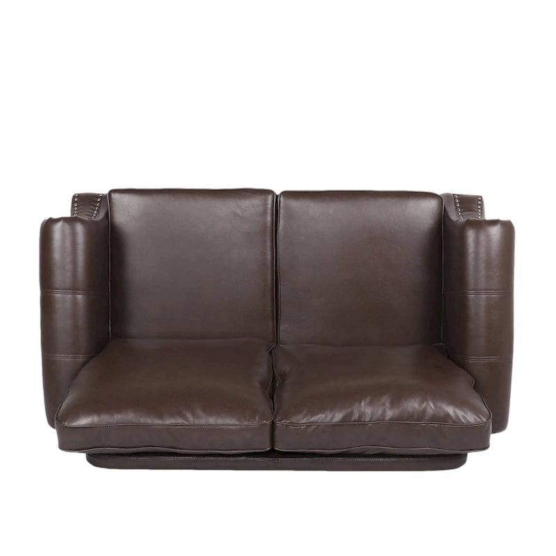 Faux Leather Loveseat with Nailhead Trim and Tapered Legs Contemporary Style
