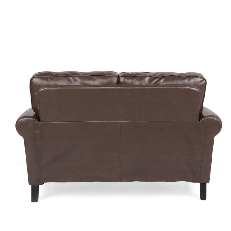 Faux Leather Loveseat with Nailhead Trim and Tapered Legs Contemporary Style