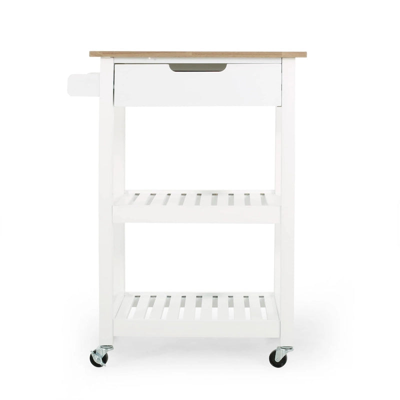 Rolling Kitchen Cart with Wheels Open Shelves and Drawer
