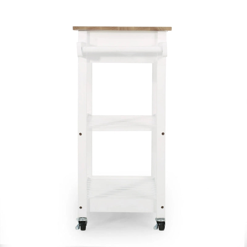 Rolling Kitchen Cart with Wheels Open Shelves and Drawer
