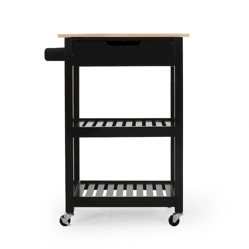 Rolling Kitchen Cart with Wheels Open Shelves and Drawer