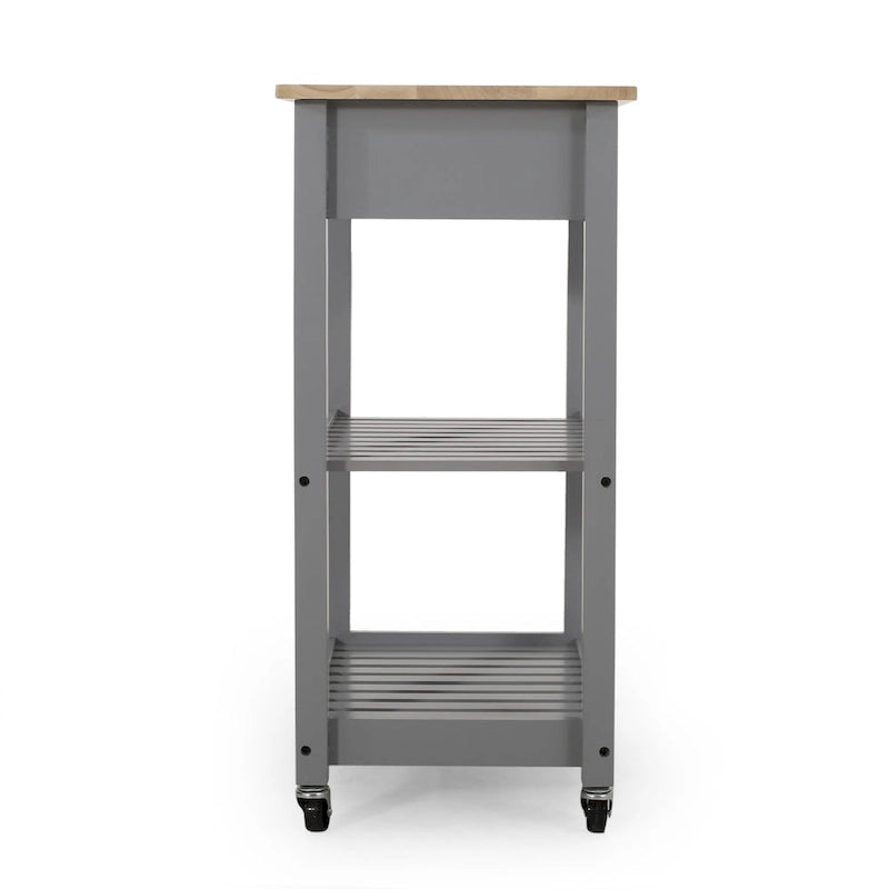 Rolling Kitchen Cart with Wheels Open Shelves and Drawer