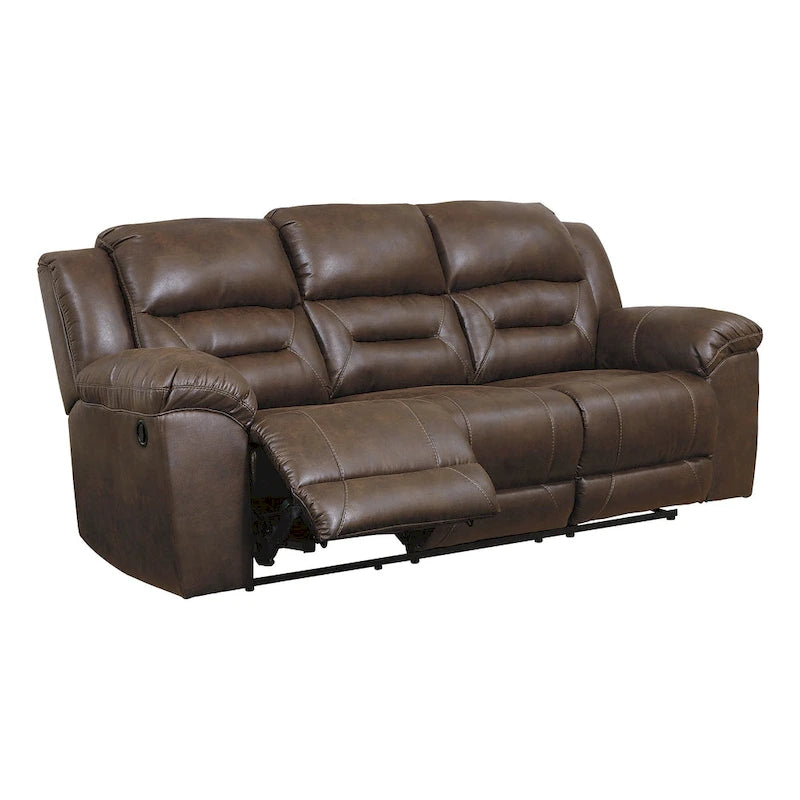 Contemporary Reclining Sofa in Chocolate Brown Faux Leather 3-Seat