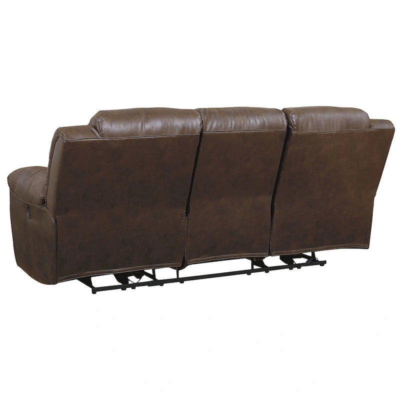 Contemporary Reclining Sofa in Chocolate Brown Faux Leather 3-Seat