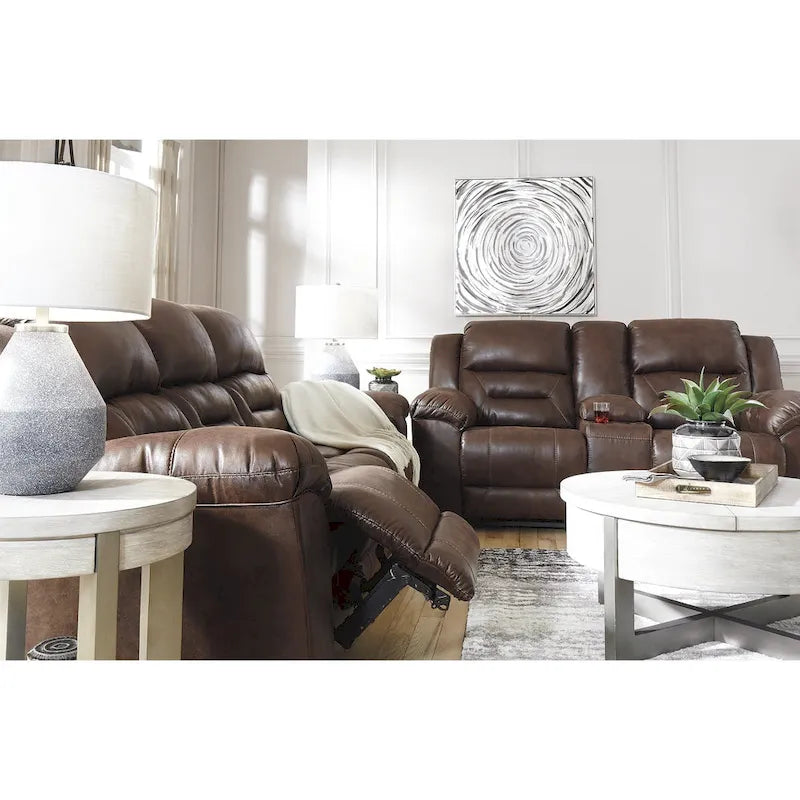 Contemporary Reclining Sofa in Chocolate Brown Faux Leather 3-Seat