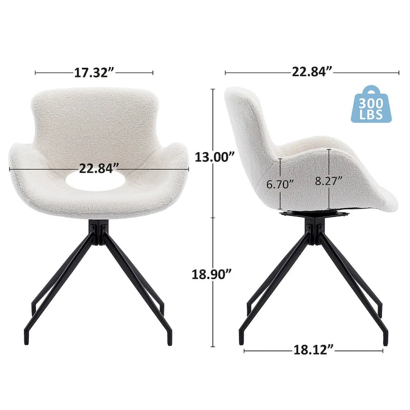 Swivel Accent Dining Chairs with 180 Degree Rotation Set of 2