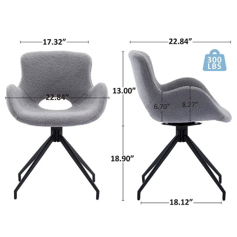 Swivel Accent Dining Chairs with 180 Degree Rotation Set of 2