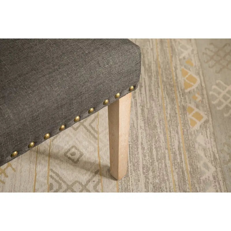 Solid Wood Upholstered Parson Dining Chairs with Nailhead Trim Set of 2