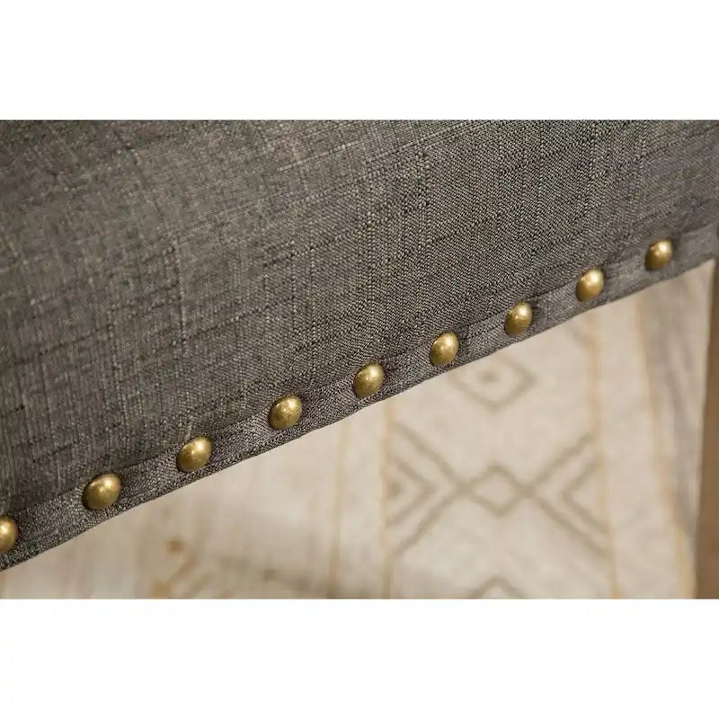 Solid Wood Upholstered Parson Dining Chairs with Nailhead Trim Set of 2