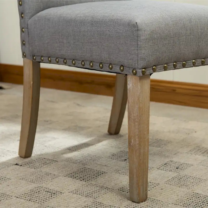 Solid Wood Upholstered Parson Dining Chairs with Nailhead Trim Set of 2