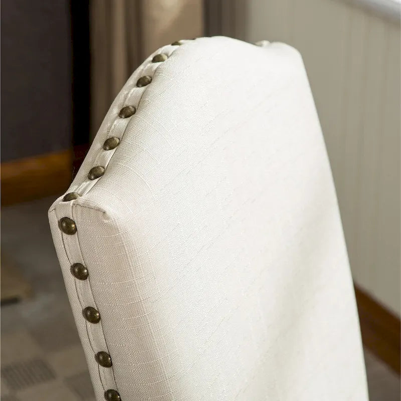 Solid Wood Upholstered Parson Dining Chairs with Nailhead Trim Set of 2