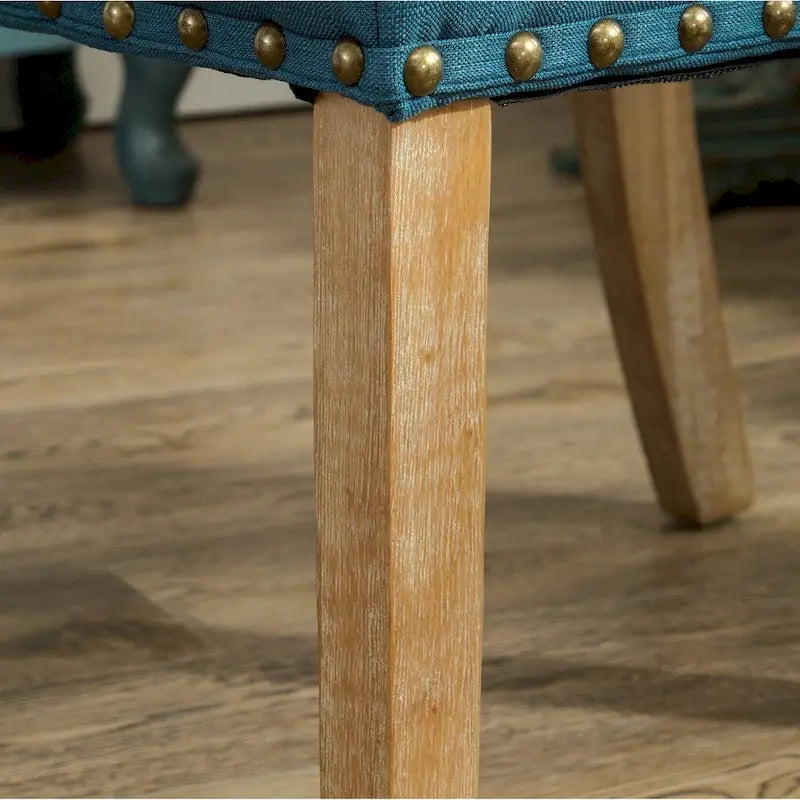 Solid Wood Upholstered Parson Dining Chairs with Nailhead Trim Set of 2