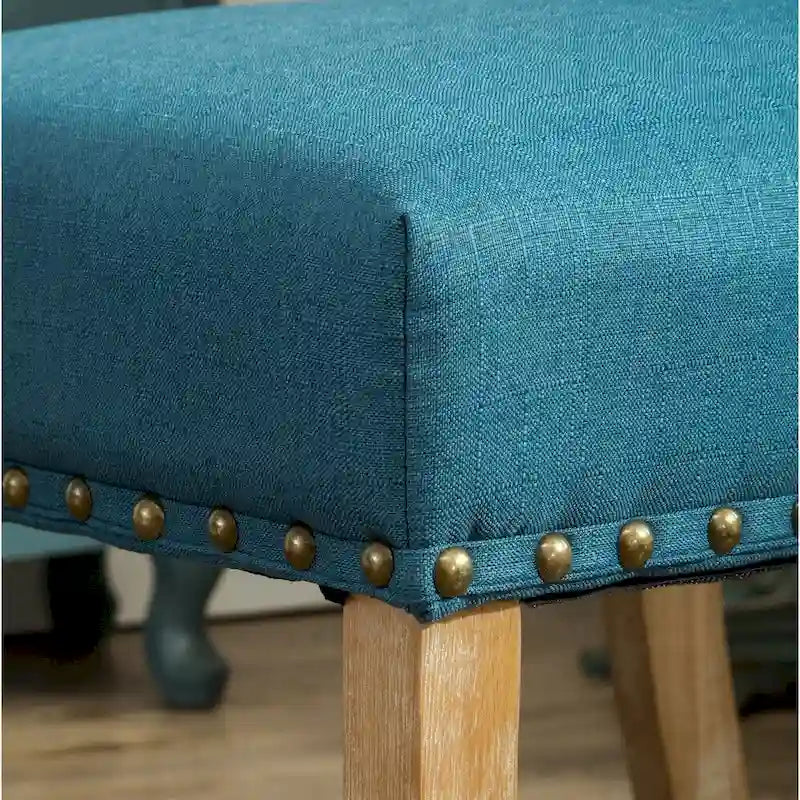Solid Wood Upholstered Parson Dining Chairs with Nailhead Trim Set of 2