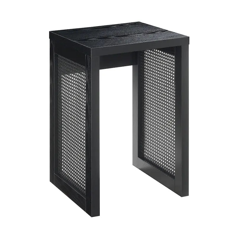 Boho Woven Rattan Square End Table for Living Room Decor