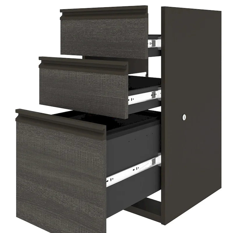 Modern L-Shaped Workstation Desk with Hutch and Storage