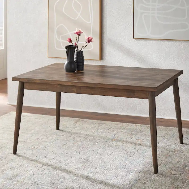 Mid-Century Walnut Finish Dining Table Seats Up to Six