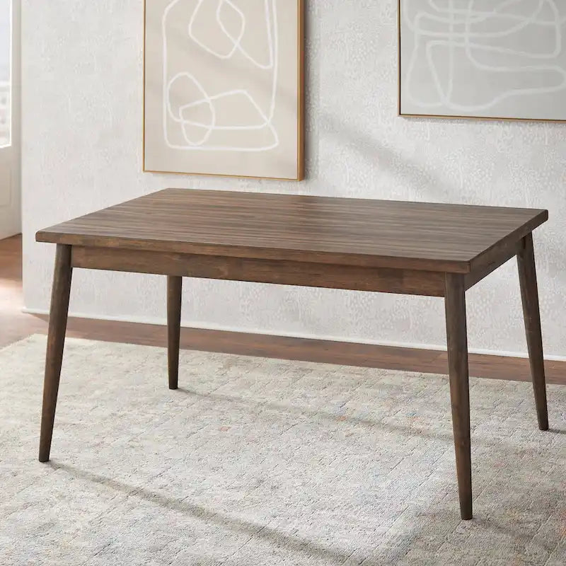 Mid-Century Walnut Finish Dining Table Seats Up to Six