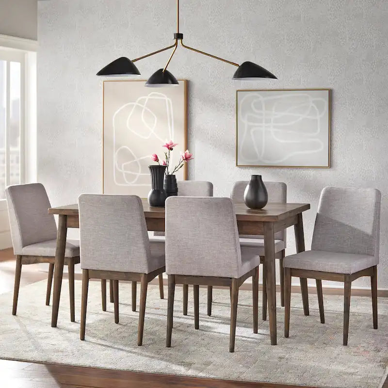Mid-Century Walnut Finish Dining Table Seats Up to Six