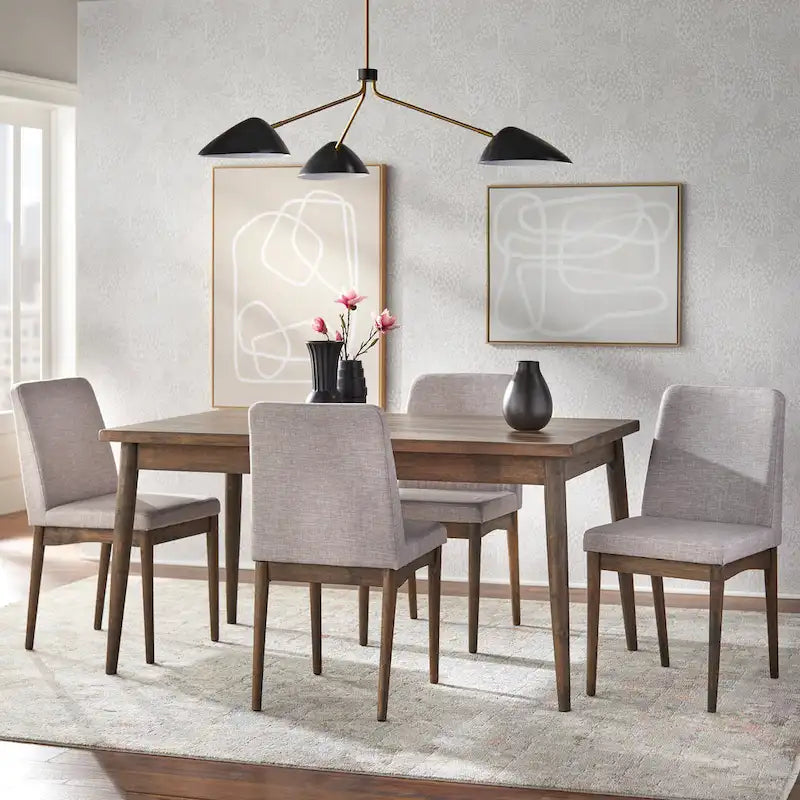Mid-Century Walnut Finish Dining Table Seats Up to Six