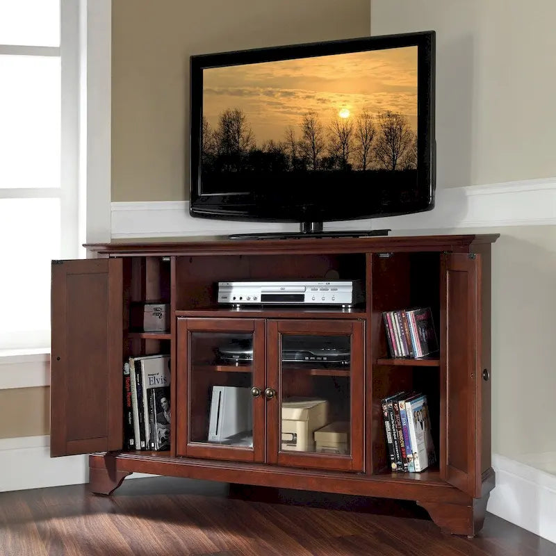 Vintage Mahogany Finish Wood 48-inch Corner TV Stand
