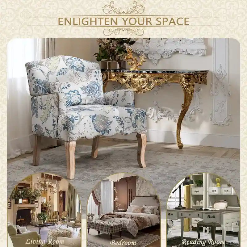Upholstered French Country Single Sofa Reading Chair with Pillow