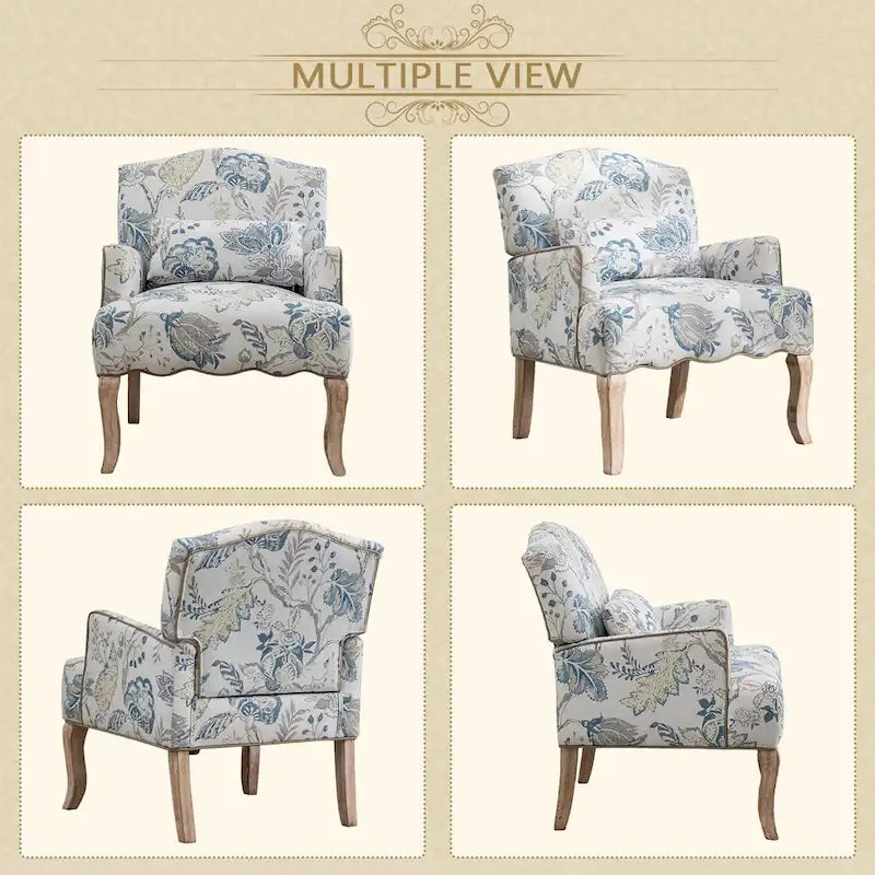 Upholstered French Country Single Sofa Reading Chair with Pillow