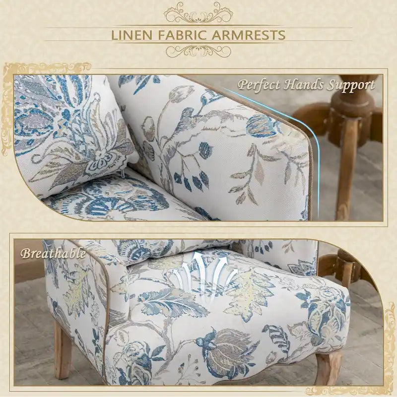 Upholstered French Country Single Sofa Reading Chair with Pillow