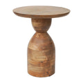 Mango Wood Hourglass Accent Side Table 16x16x19 Brown Finish