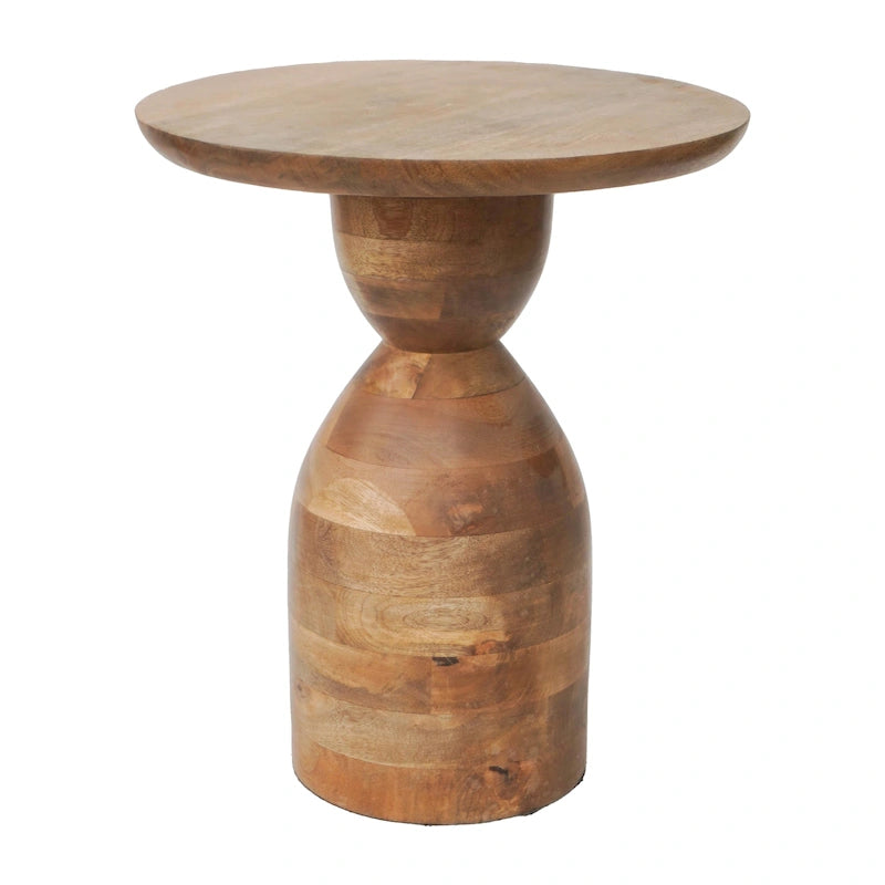 Mango Wood Hourglass Accent Side Table 16x16x19 Brown Finish