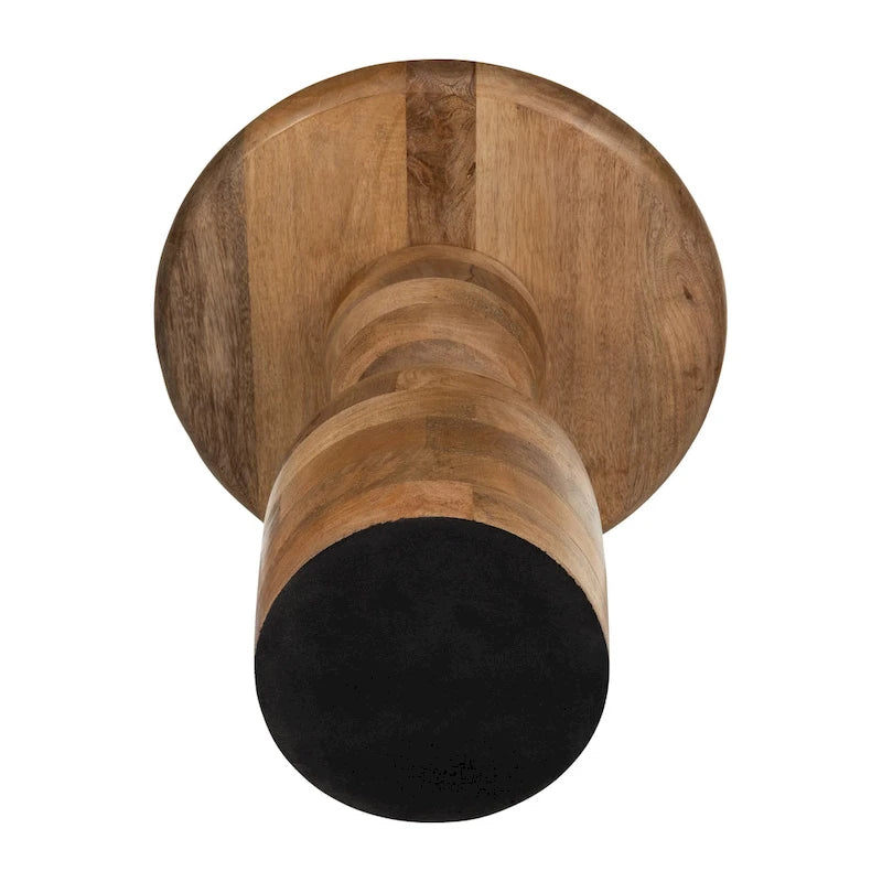 Mango Wood Hourglass Accent Side Table 16x16x19 Brown Finish