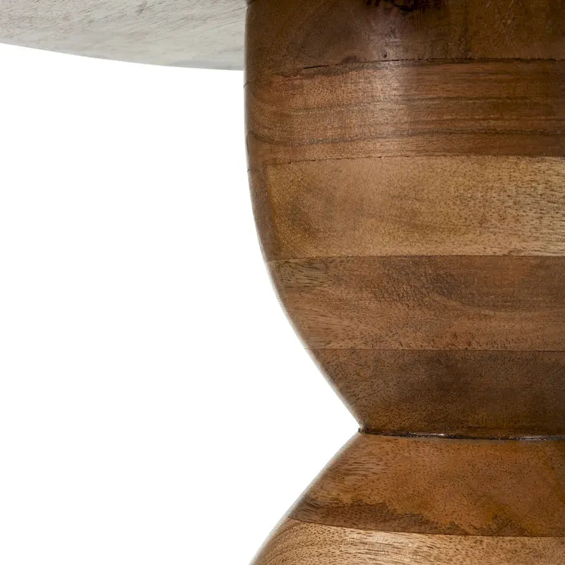 Mango Wood Hourglass Accent Side Table 16x16x19 Brown Finish