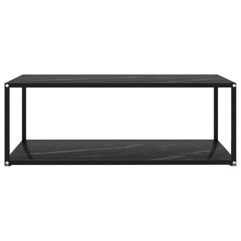 Coffee Table Black 39.4x19.7x13.8 Tempered Glass 2-Layer Modern Design