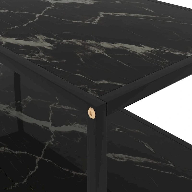 Coffee Table Black 39.4x19.7x13.8 Tempered Glass 2-Layer Modern Design