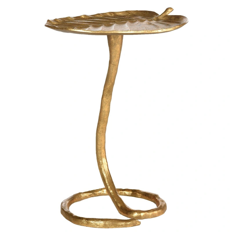 Gold Finish Contemporary Side Table 15W x 13D x 21H Inches