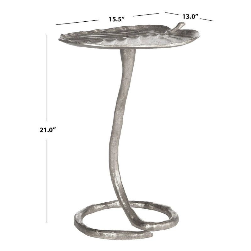 Gold Finish Contemporary Side Table 15W x 13D x 21H Inches