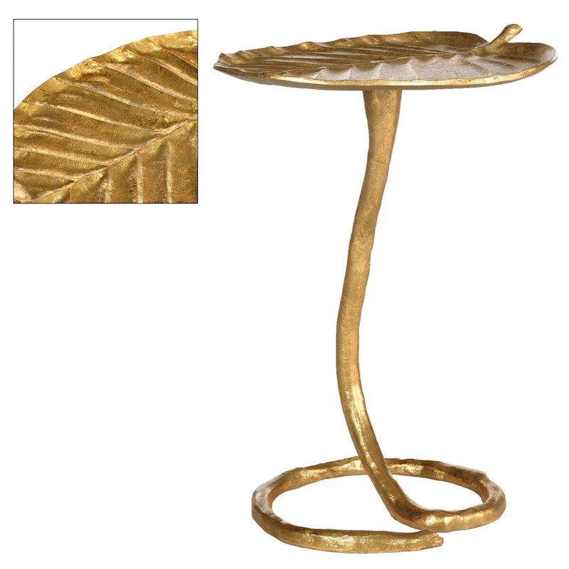 Gold Finish Contemporary Side Table 15W x 13D x 21H Inches