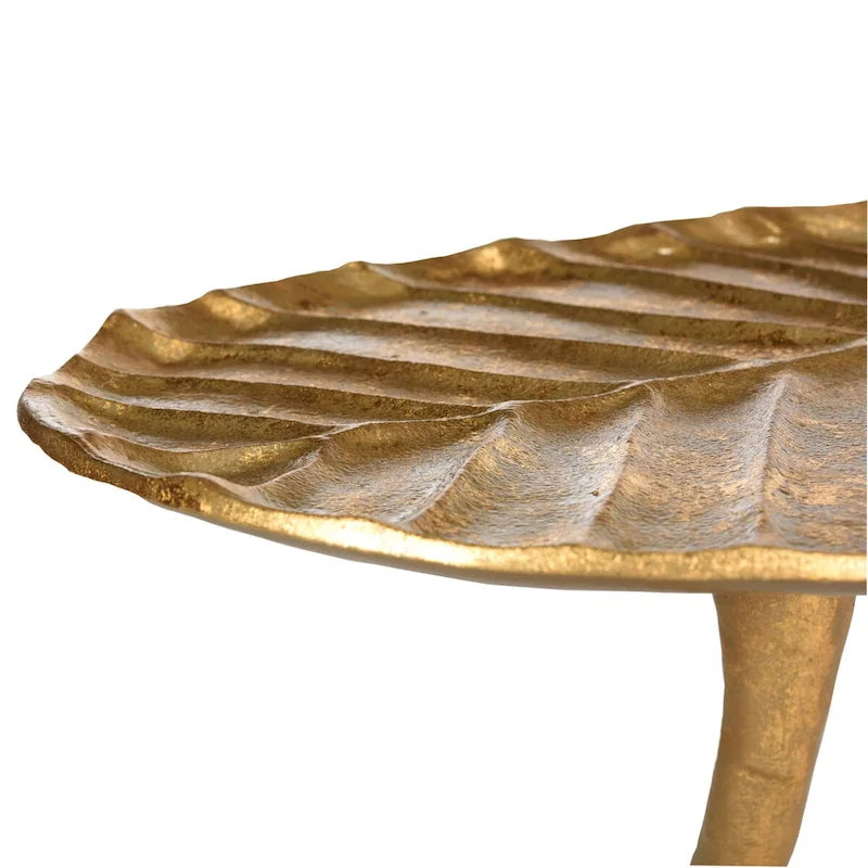 Gold Finish Contemporary Side Table 15W x 13D x 21H Inches