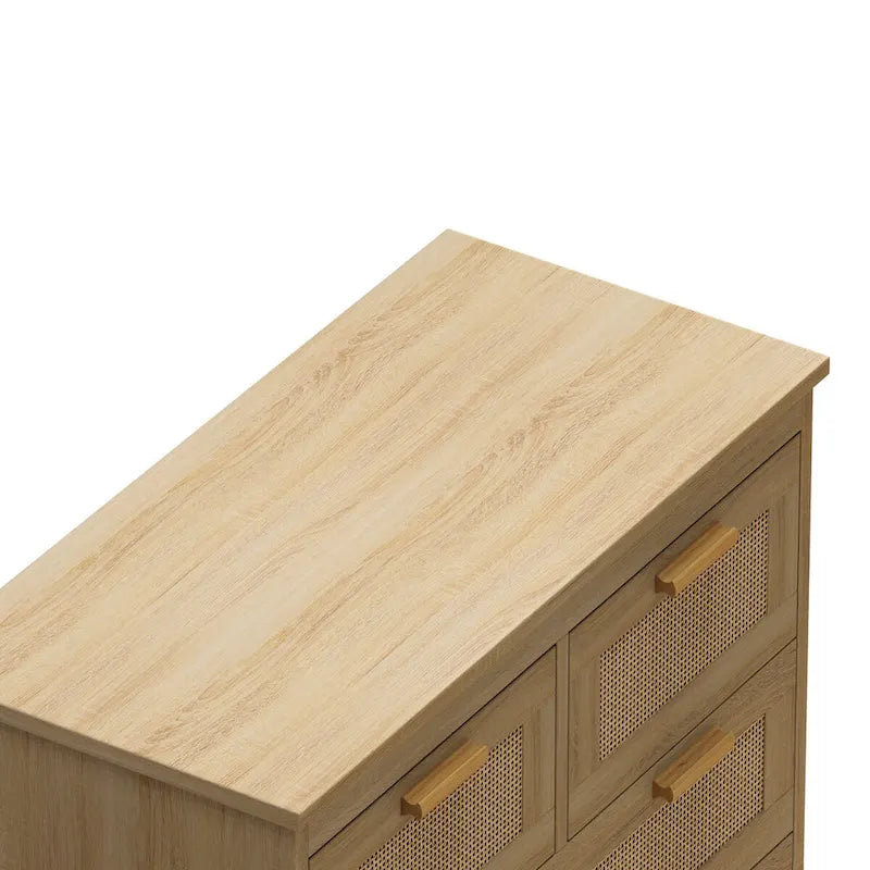 4-Drawer Rattan Storage Cabinet for Bedroom Living Room Hallway