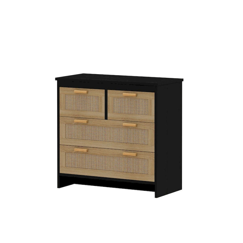 4-Drawer Rattan Storage Cabinet for Bedroom Living Room Hallway