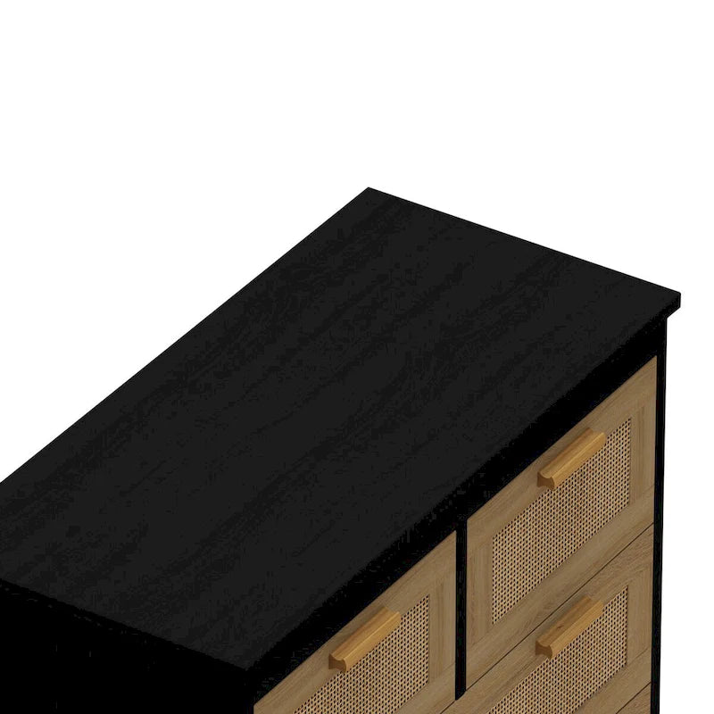 4-Drawer Rattan Storage Cabinet for Bedroom Living Room Hallway