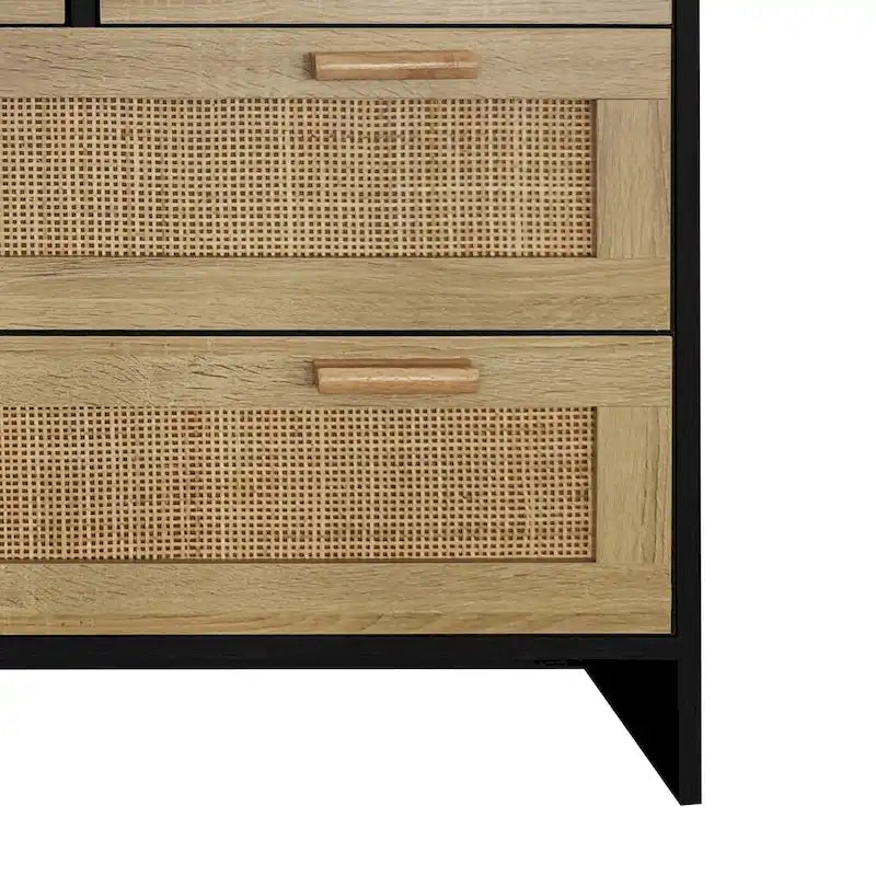 4-Drawer Rattan Storage Cabinet for Bedroom Living Room Hallway