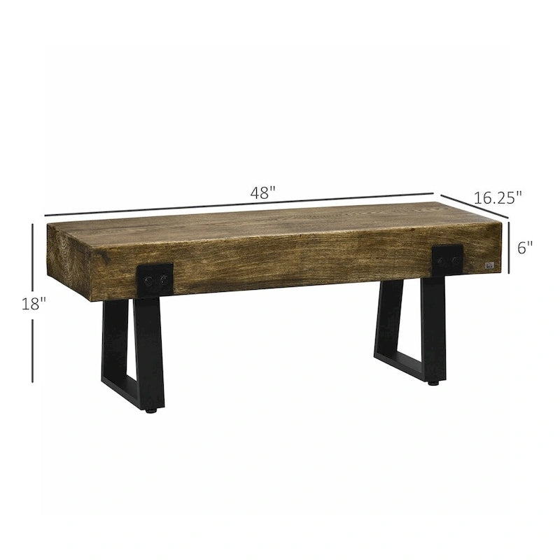 Garden Bench with Metal Legs Rustic Wood Effect Concrete Entryway Bench