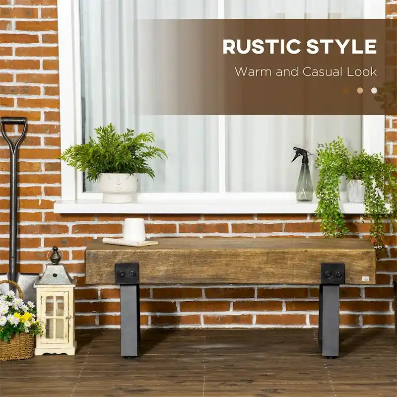 Garden Bench with Metal Legs Rustic Wood Effect Concrete Entryway Bench
