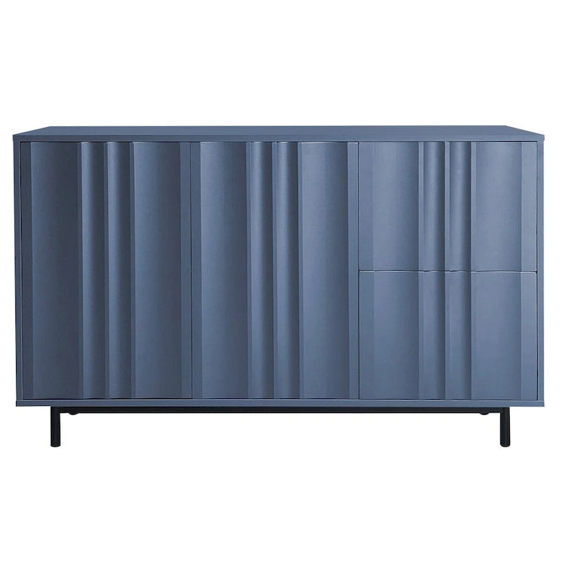 Wave Pattern Storage Cabinet with 2 Doors and 2 Drawers, Adjustable, Suitable for Study, Entrance and Living Room