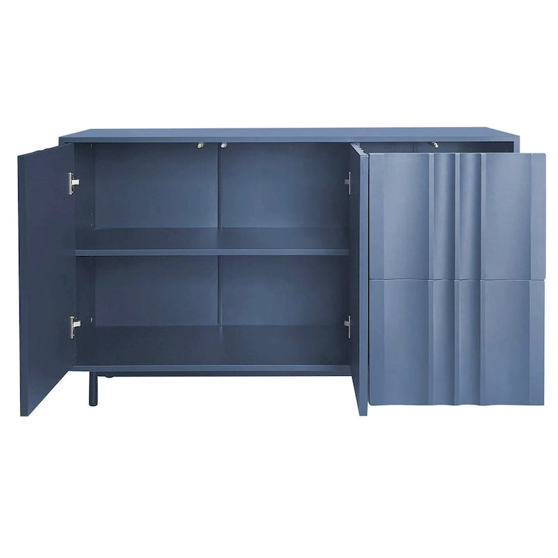 Wave Pattern Storage Cabinet with 2 Doors and 2 Drawers, Adjustable, Suitable for Study, Entrance and Living Room