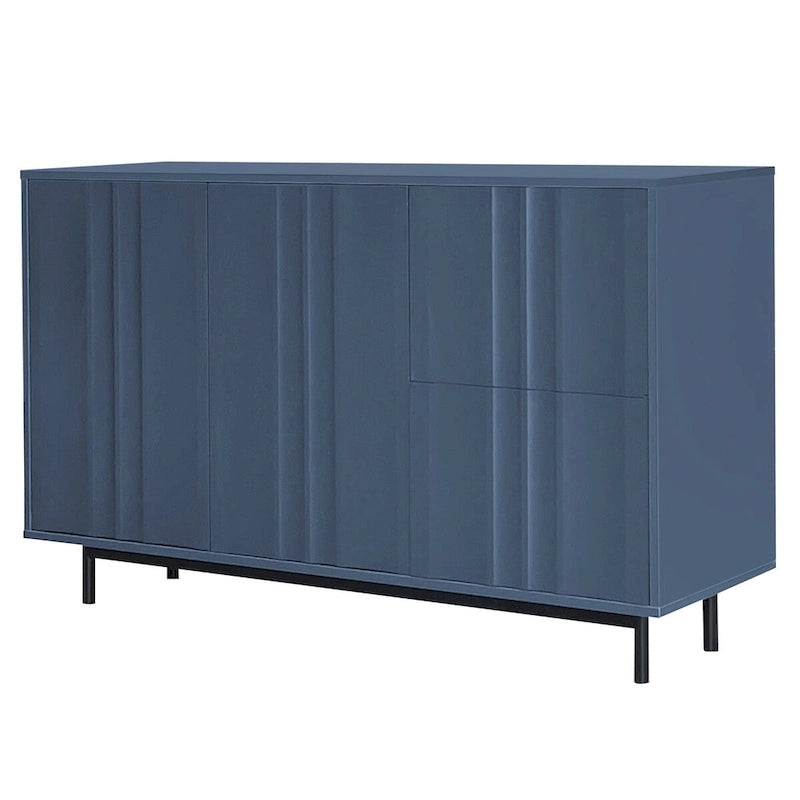Wave Pattern Storage Cabinet with 2 Doors and 2 Drawers, Adjustable, Suitable for Study, Entrance and Living Room