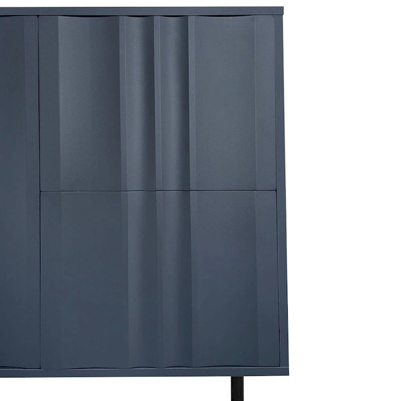 Wave Pattern Storage Cabinet with 2 Doors and 2 Drawers, Adjustable, Suitable for Study, Entrance and Living Room
