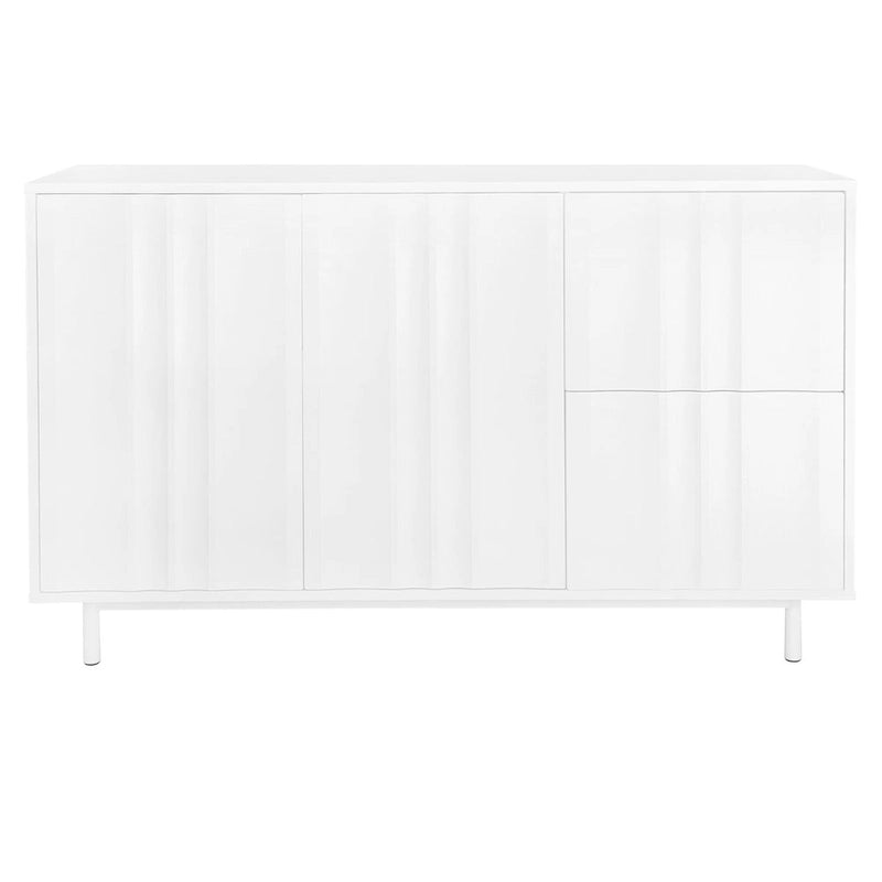 Wave Pattern Storage Cabinet with 2 Doors and 2 Drawers, Adjustable, Suitable for Study, Entrance and Living Room