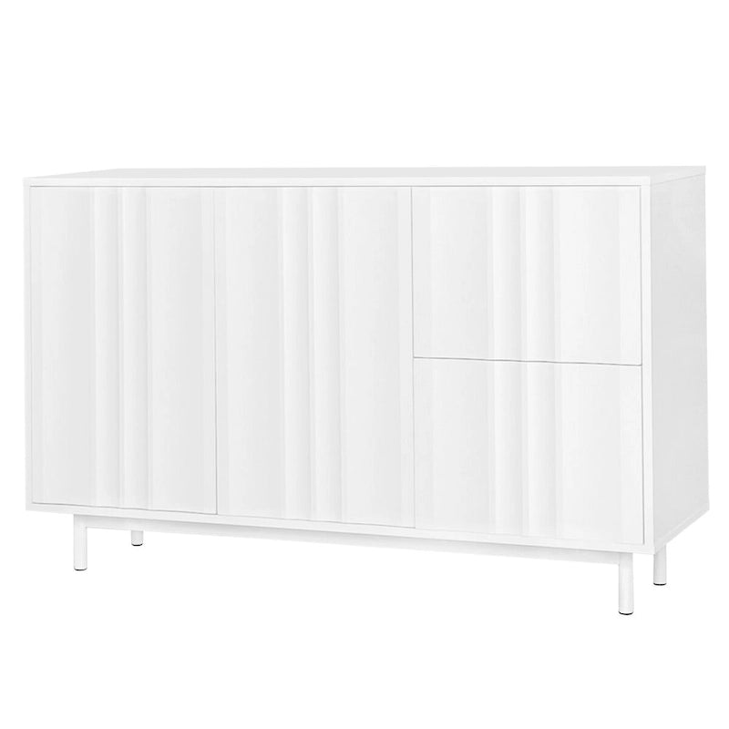 Wave Pattern Storage Cabinet with 2 Doors and 2 Drawers, Adjustable, Suitable for Study, Entrance and Living Room